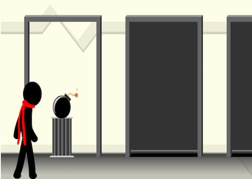 behind the door